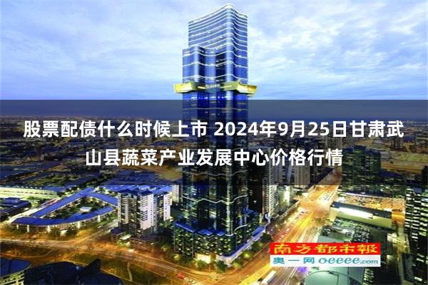 股票配债什么时候上市 2024年9月25日甘肃武山县蔬菜产业发展中心价格行情