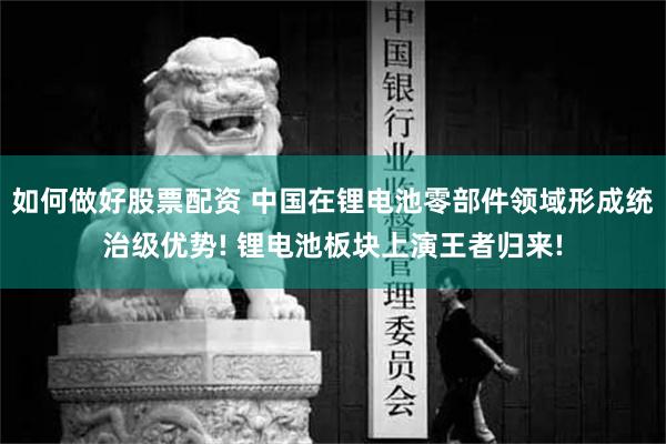 如何做好股票配资 中国在锂电池零部件领域形成统治级优势! 锂电池板块上演王者归来!