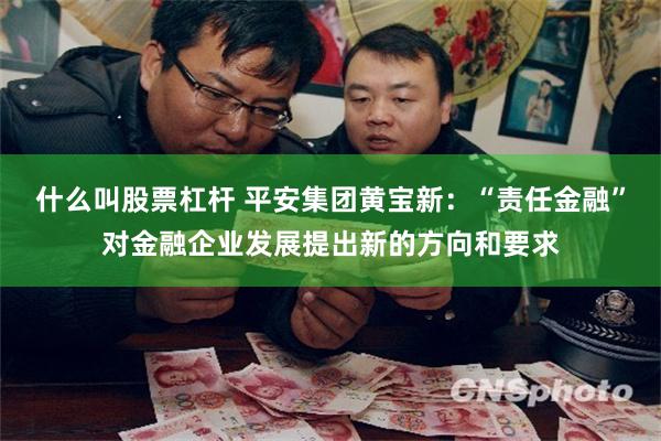 什么叫股票杠杆 平安集团黄宝新：“责任金融”对金融企业发展提出新的方向和要求